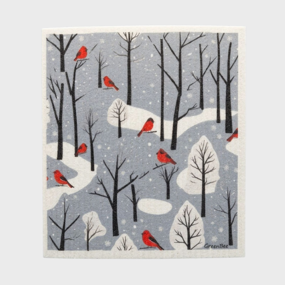 Dishcloth Winter Cardinals Swedish Dishcloth | Reusable Paper Towels