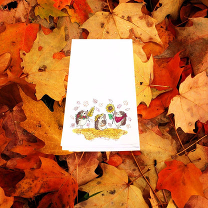 Whimsical Autumn Fun Hedgehog Embroidery Towel