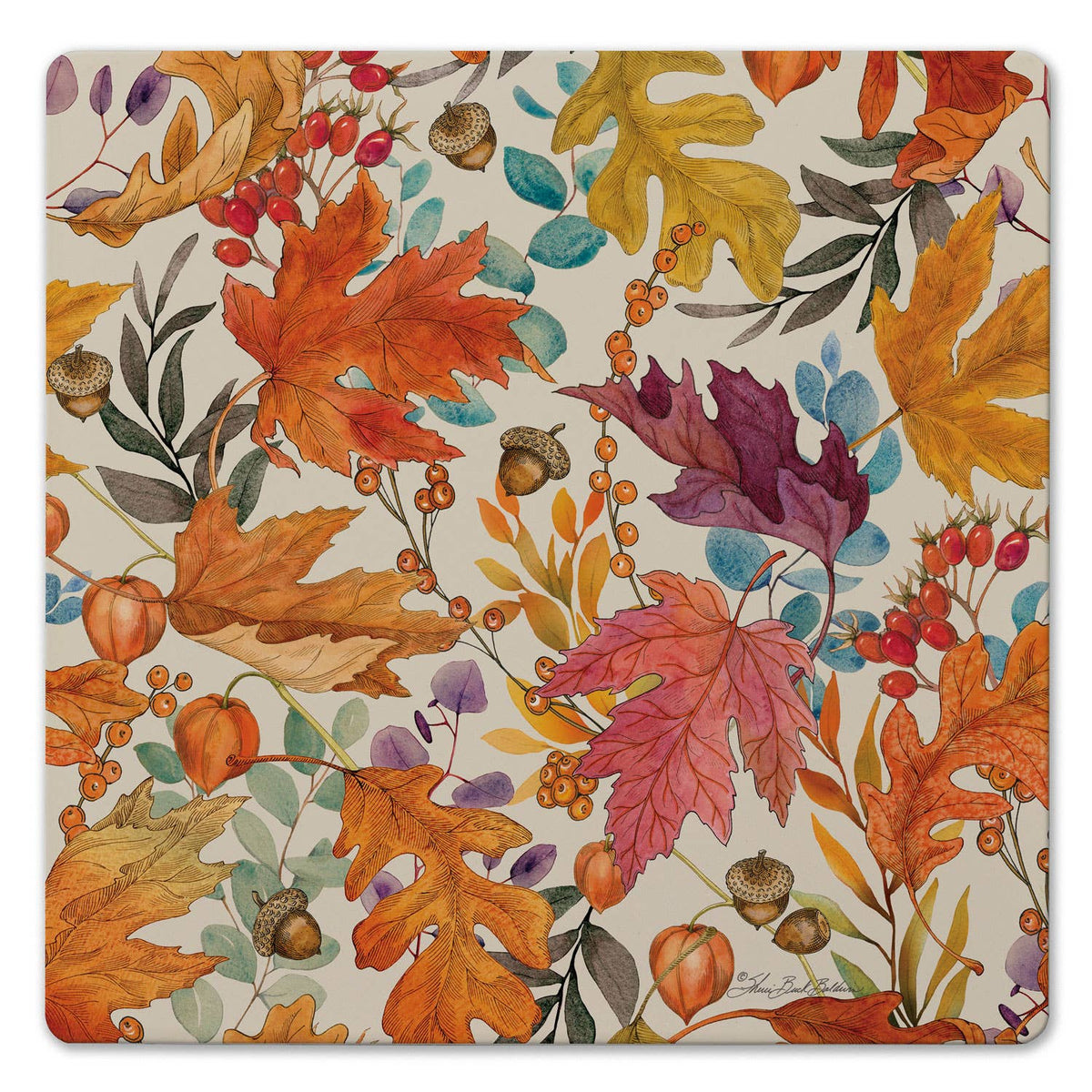 Trivet ~ "Autumn Colors" Ceramic Stone Trivet 8" Square **NOT Polish Pottery