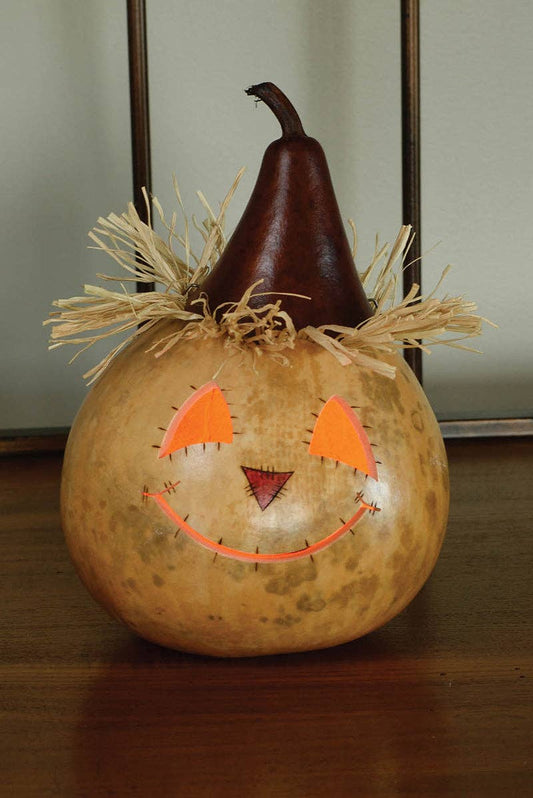 Gourd ~  Scarecrow Gourd - Sawyer Small Lit with electric light