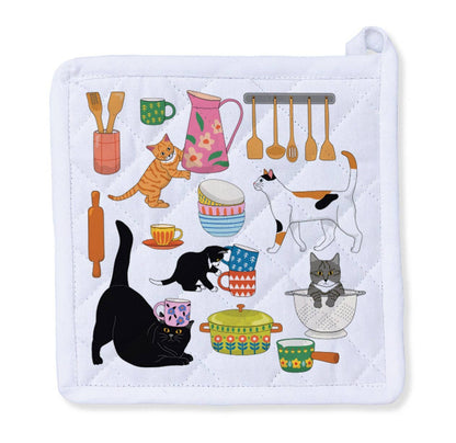 Pot Holder - Kitty Cats in the Kitchen - Reversible Potholder 