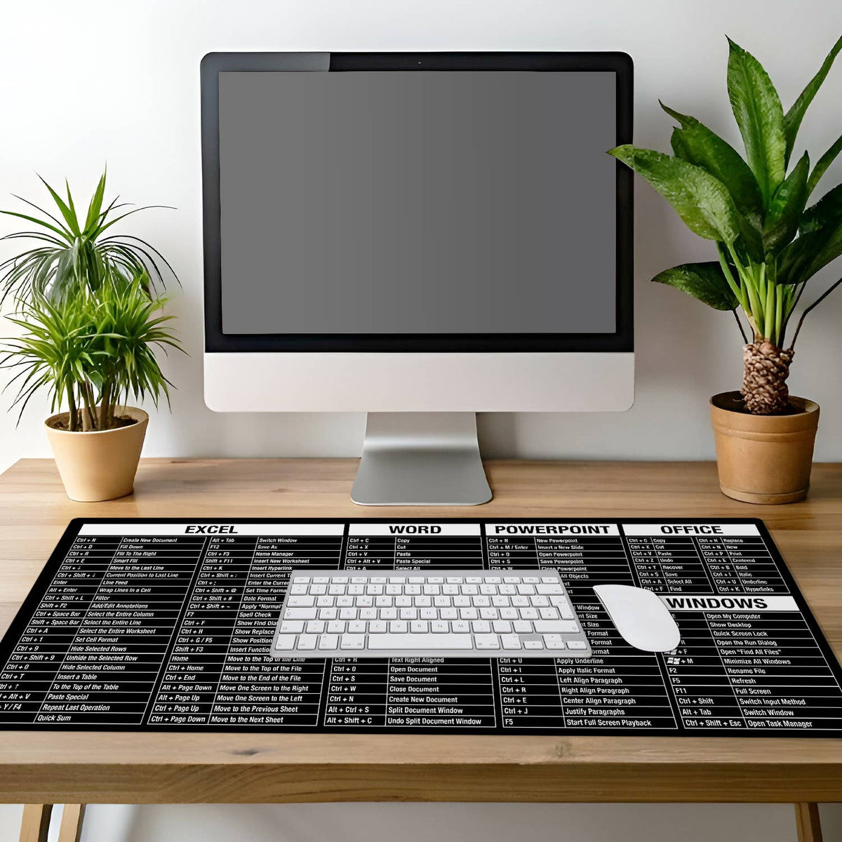 Large Desk Protector Office-Windows Cheat Sheet on Black