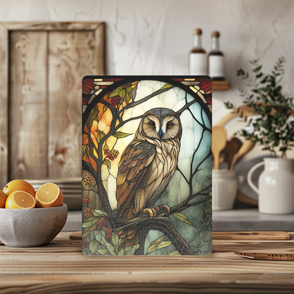Cutting Board: Owl Charcuterie / Serving Tray: 8x11 Inch  Tempered Glass   *** NOT Polish Pottery ***