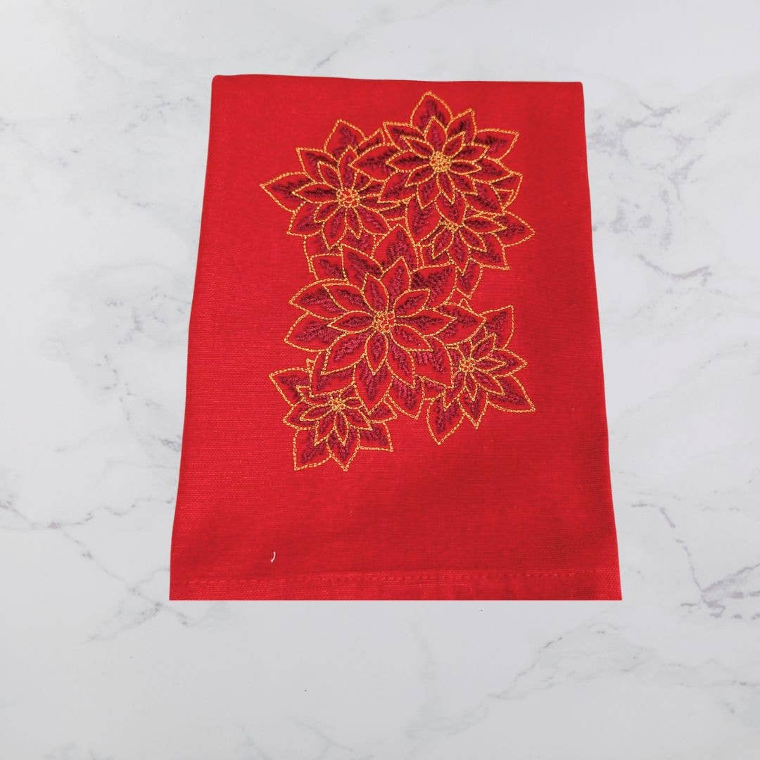 Towel ~ Christmas Poinsettias Tea Towel