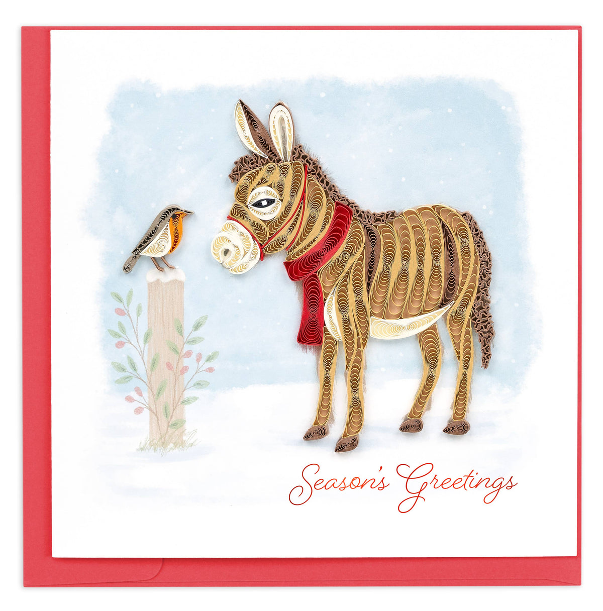 Card ~ Winter Donkey & Friend Quilling