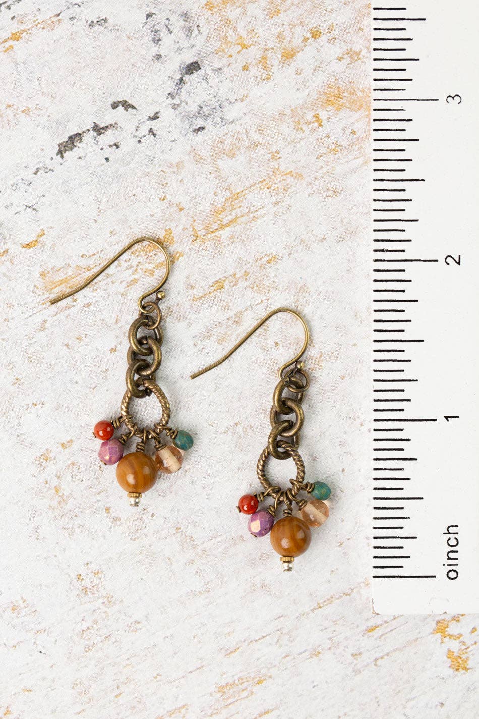 Jewelry ~ Earrings Earthen Czech Glass with Jasper Dangle Earrings
