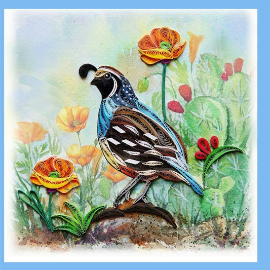 Card ~ Quail, handmade quilling card, every day card WN-25