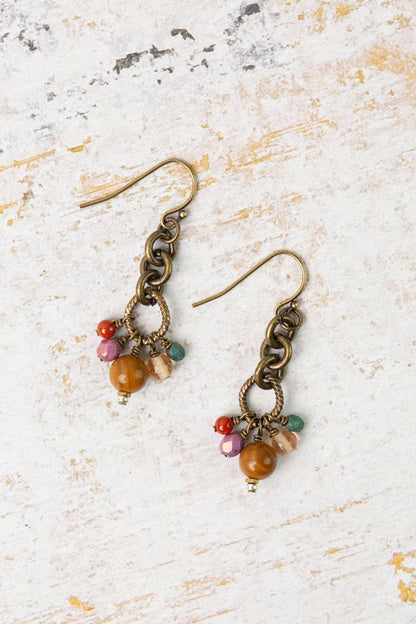 Jewelry ~ Earrings Earthen Czech Glass with Jasper Dangle Earrings