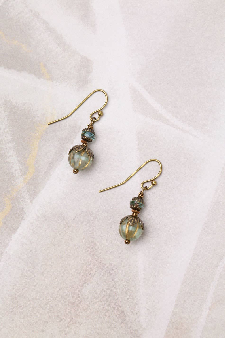 Jewelry ~ Earrings Mauve Czech Glass Stacked Dangle Earrings