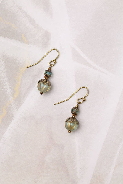 Jewelry ~ Earrings Mauve Czech Glass Stacked Dangle Earrings