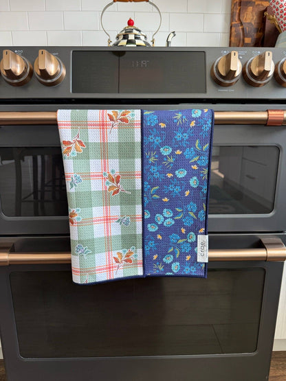 Towel /poly ~ plaid / blues Waffle Recycled Dish Towel