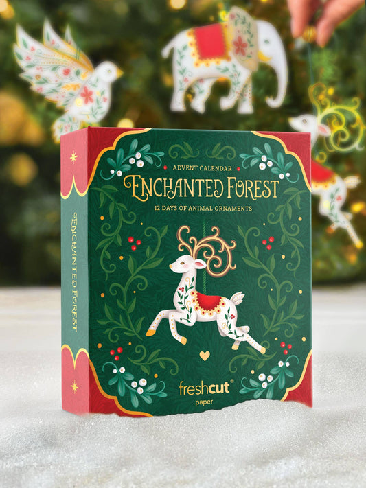 Card ~ Enchanted Forest 12 Day Advent Calendar Ornament Gift Set of 12 cards