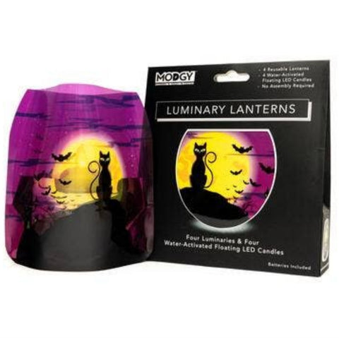 Modgy Halloween Black Cat / moon luminary lanterns  (set of 4)