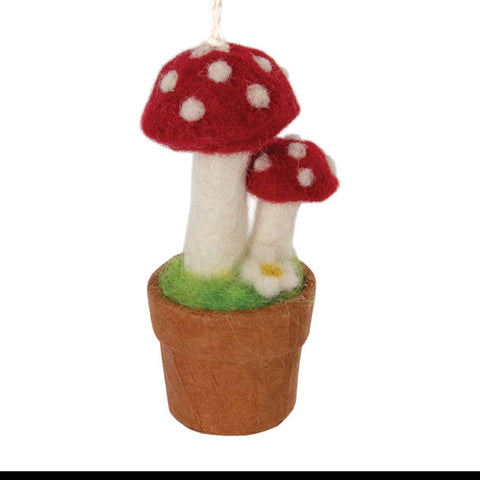 Woolies ~ Mushroom potted Red ornament