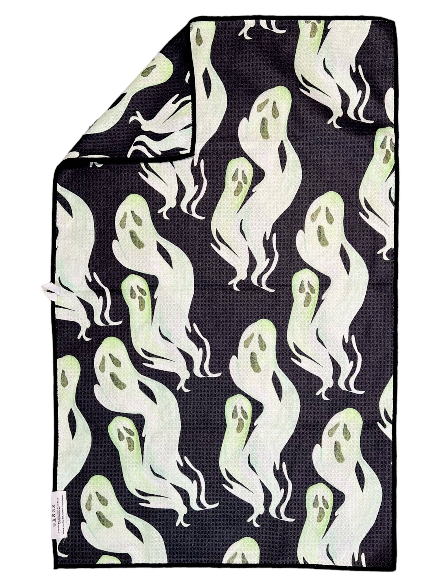 Towel / Poly ~ Ghouls: Double-Sided Hand Towel: Black/White / 17x27 in /ghost