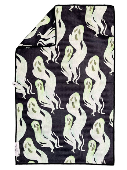 Towel / Poly ~ Ghouls: Double-Sided Hand Towel: Black/White / 17x27 in /ghost