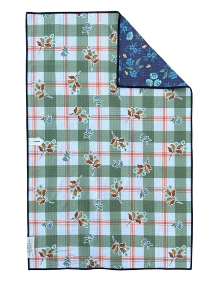 Towel /poly ~ plaid / blues Waffle Recycled Dish Towel