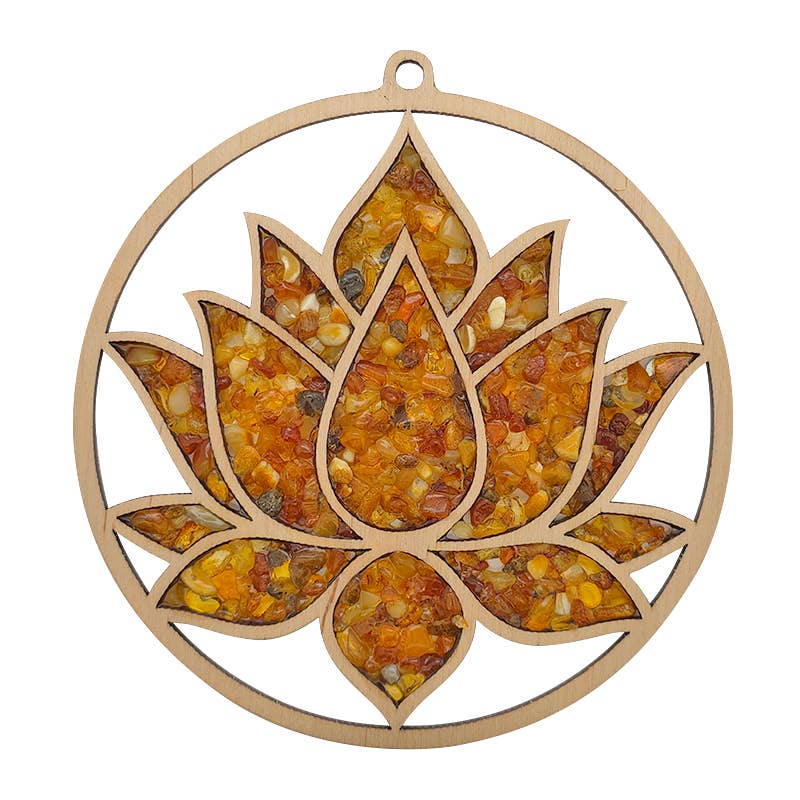 Ornament ~ Lotus Amber Suncatcher / Magnet (4")  11073