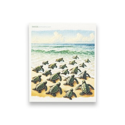 Dishcloth Baby Turtles going to Sea (Swedish Dishcloth)