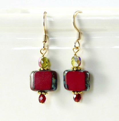 Jewelry Earrings ~ Square ~ Red