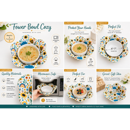 Cozy for Bowl Bees - Microwave Safe Soup Bowl Holder.