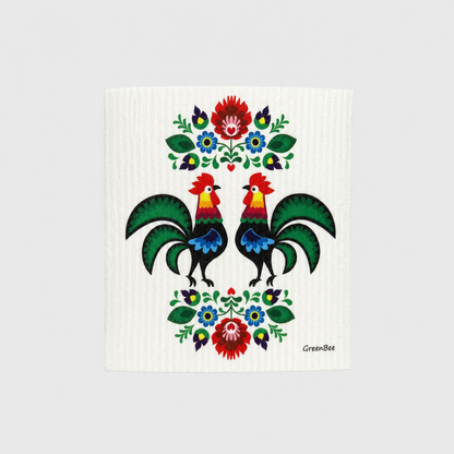 Dishcloth Polish Folk Rooster Swedish Dishcloth | Reusable Paper Towel