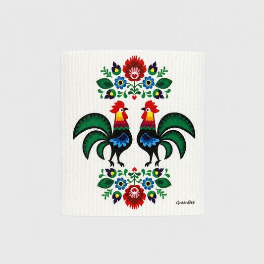 Dishcloth Polish Folk Rooster Swedish Dishcloth | Reusable Paper Towel