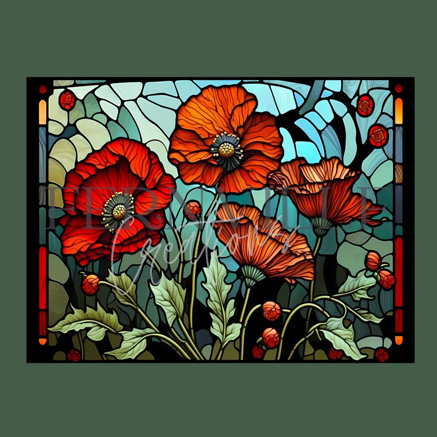 Cutting Board: Floral Poppy  8x11 inch Tempered Glass Serving Tray: