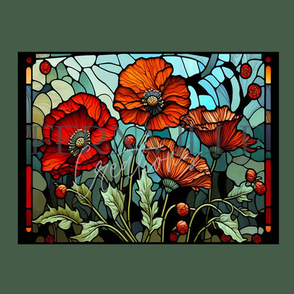 Cutting Board: Floral Poppy  8x11 inch Tempered Glass Serving Tray: