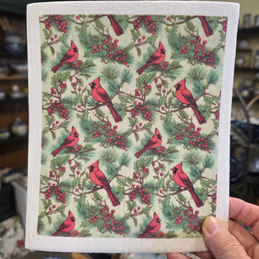 Dishcloth Cardinal holly  (Swedish Dishcloth) **/ Buy any 3 get one Free