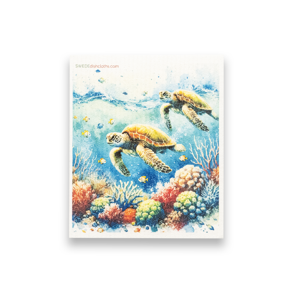 Dishcloth Two Turtles Swimming (Swedish Dishcloth)