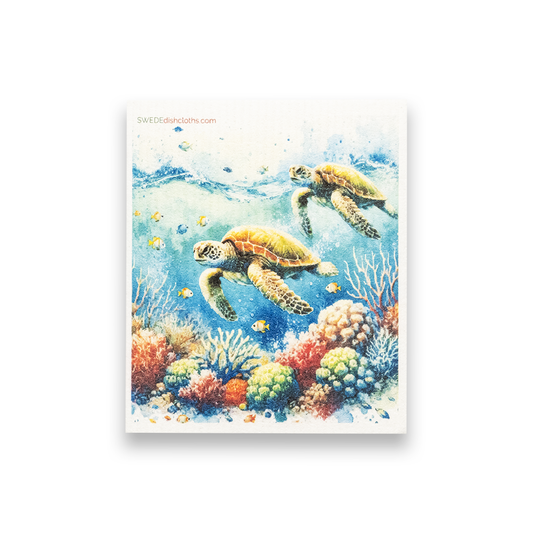 Dishcloth Two Turtles Swimming (Swedish Dishcloth)