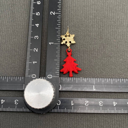 Earrings green Christmas Tree Rhinestone Snowflake Post Earrings: Green