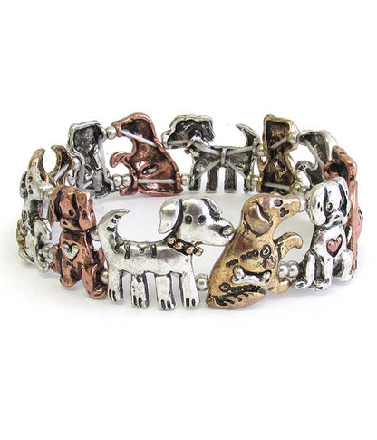 Jewelry Bracelet Dog lover metal look stretch