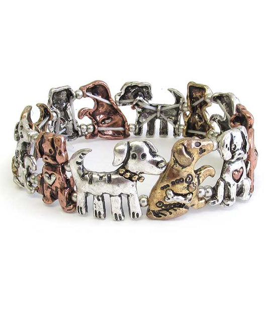 Jewelry Bracelet Dog lover metal look stretch