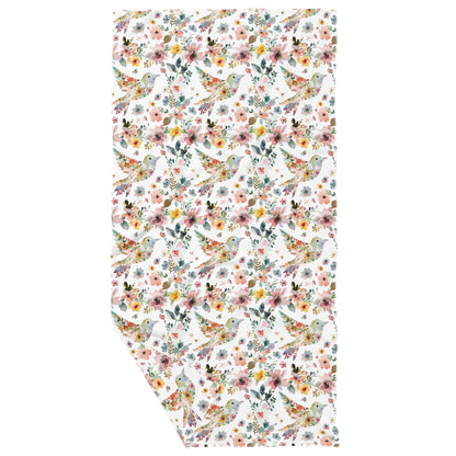Towel /poly ~ Floral Hummingbird Waffle Dish Towel