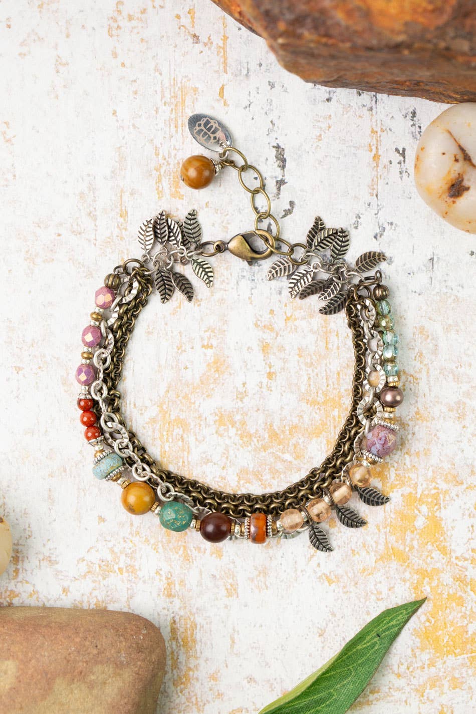 Jewelry ~ Bracelet Earthen 7.5-8.5" Jasper, Czech Glass Multistrand Bracelet