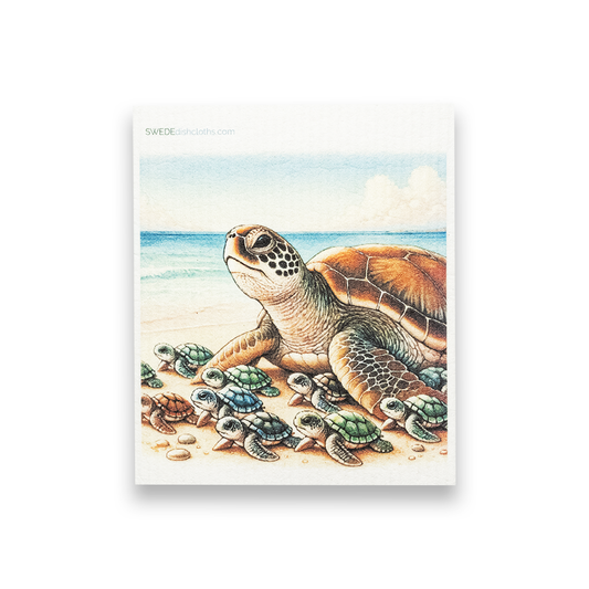 Dishcloth Momma Turtle with kids (Swedish Dishcloth)