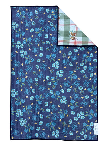 Towel /poly ~ plaid / blues Waffle Recycled Dish Towel