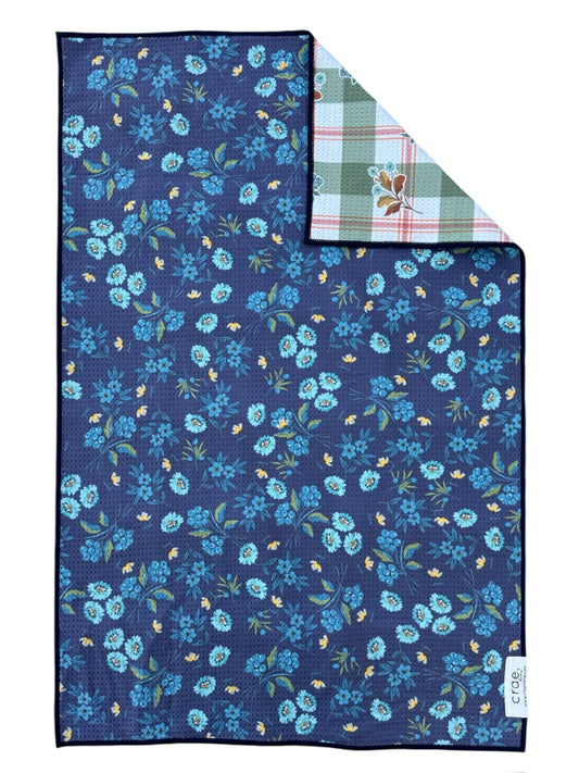 Towel /poly ~ plaid / blues Waffle Recycled Dish Towel