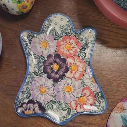 Ghost Platter Pink/Purple large flowers (11"x9")