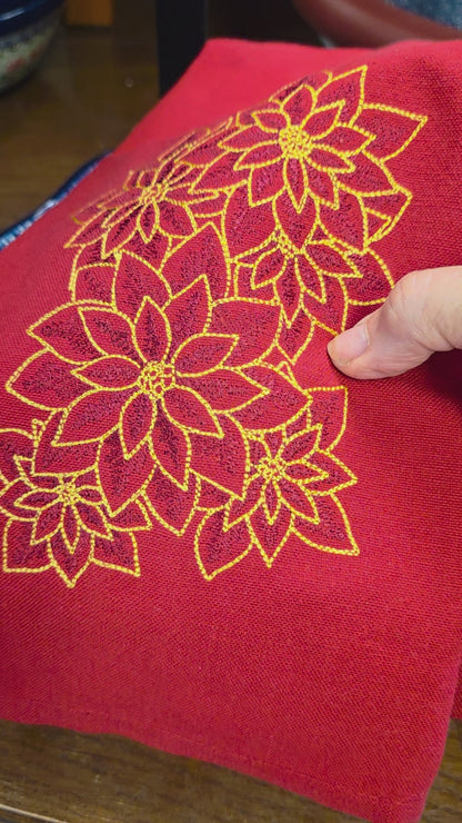 Towel ~ Christmas Poinsettias Tea Towel