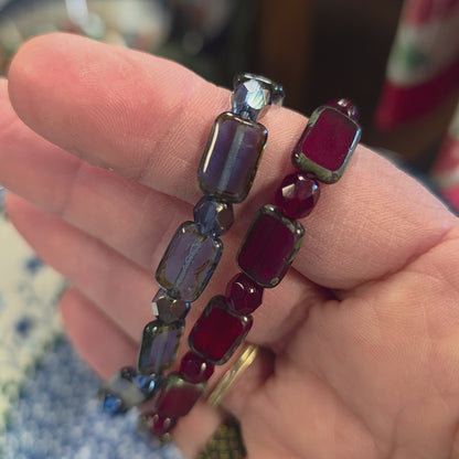 Jewelry  Bracelet 2 pc Red/Blue stretch bracelet Czech