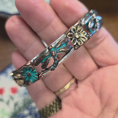 Jewelry Bracelet #2 Patina Vintage look # 1    Dragonfly stretch braceletJewelry ~