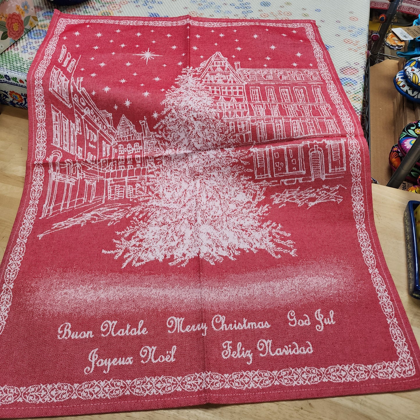 Tea Towel Euro Village Christmas