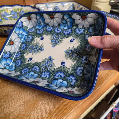 Baker 9"x7"x1.75" / Rectangular Baker / 127 grey and blue