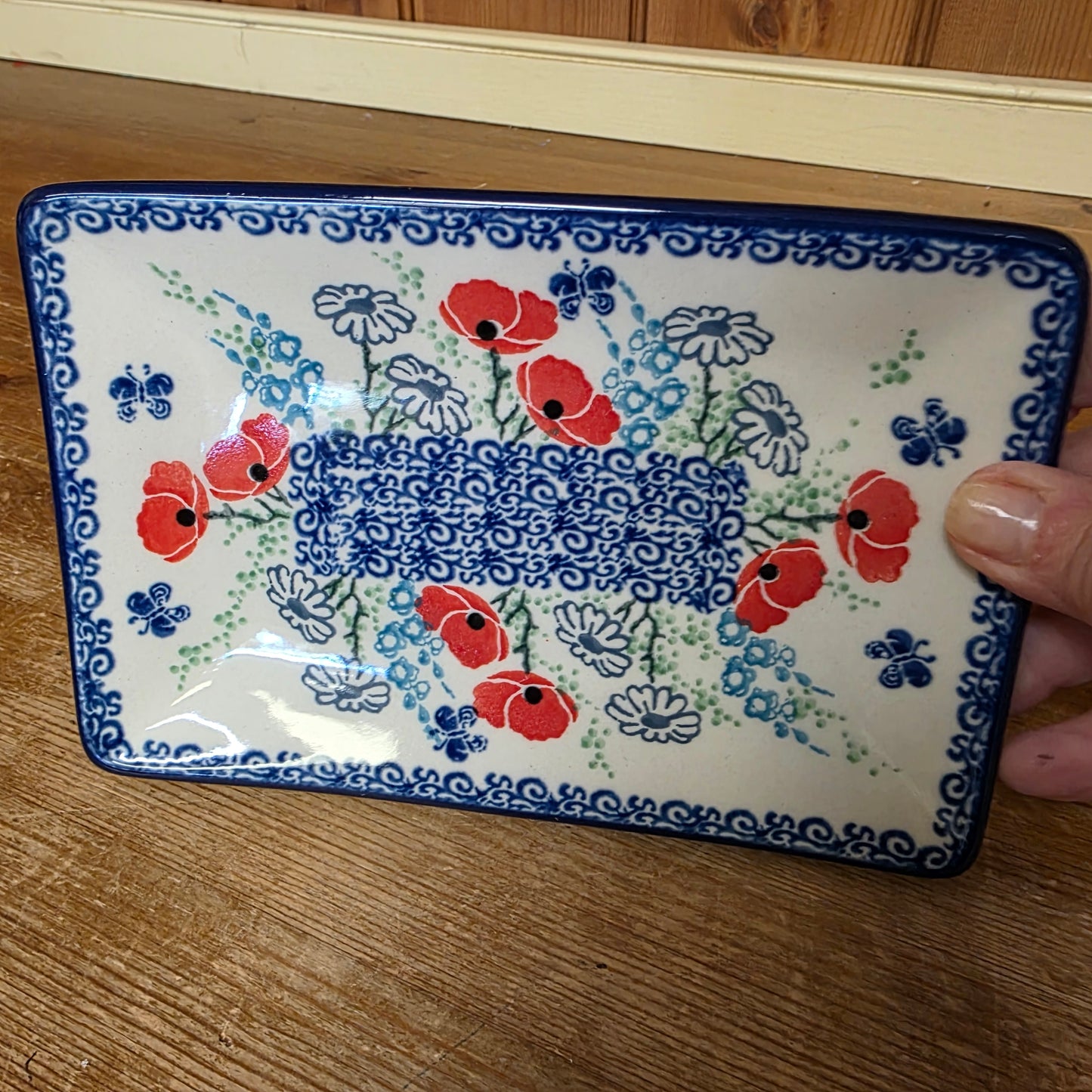 Sushi Plate 7"x4 3/4" C27-2901X  Red Poppy Garden pf0526