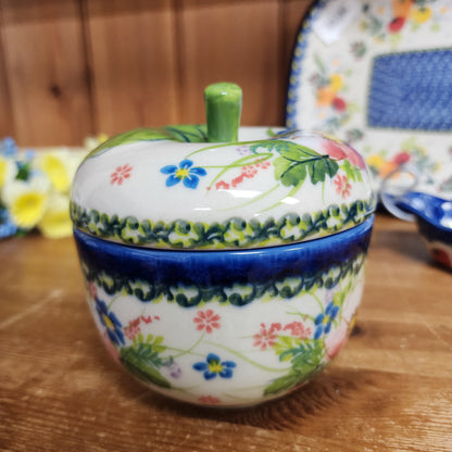 Apple Baker Jar 4.5" Pink flowers
