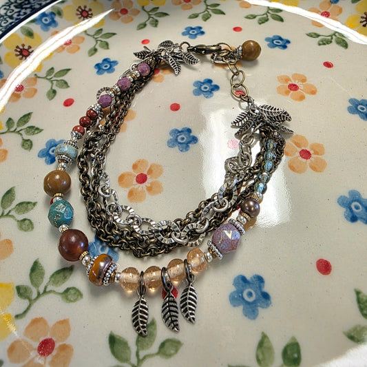 Jewelry ~ Bracelet Earthen 7.5-8.5" Jasper, Czech Glass Multistrand Bracelet