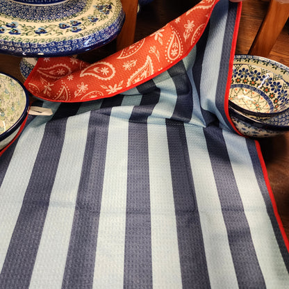 Towel / Poly Bandana Blues: Reversible Hand Towel: Blue/Red / 19x29in
